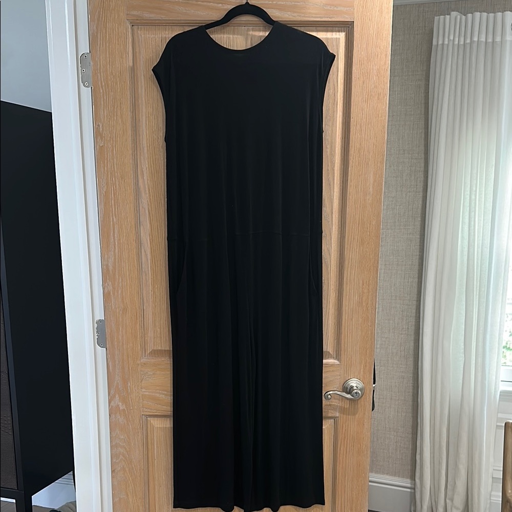 Eileen Fisher Black Sleeveless Sheath Jumpsuit